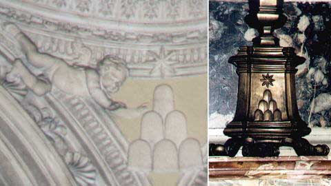 I sei monti e la stella di Alessandro VII nella decorazione della Scala Regia e in un reggicandelabro