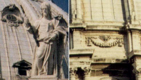 Simboli araldici di Sisto V nelle finestre e nel tamburo della cupola