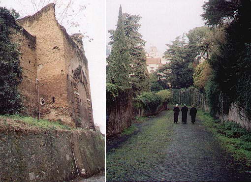 Mura di Rocca Savella e parte della strada che scende al fiume